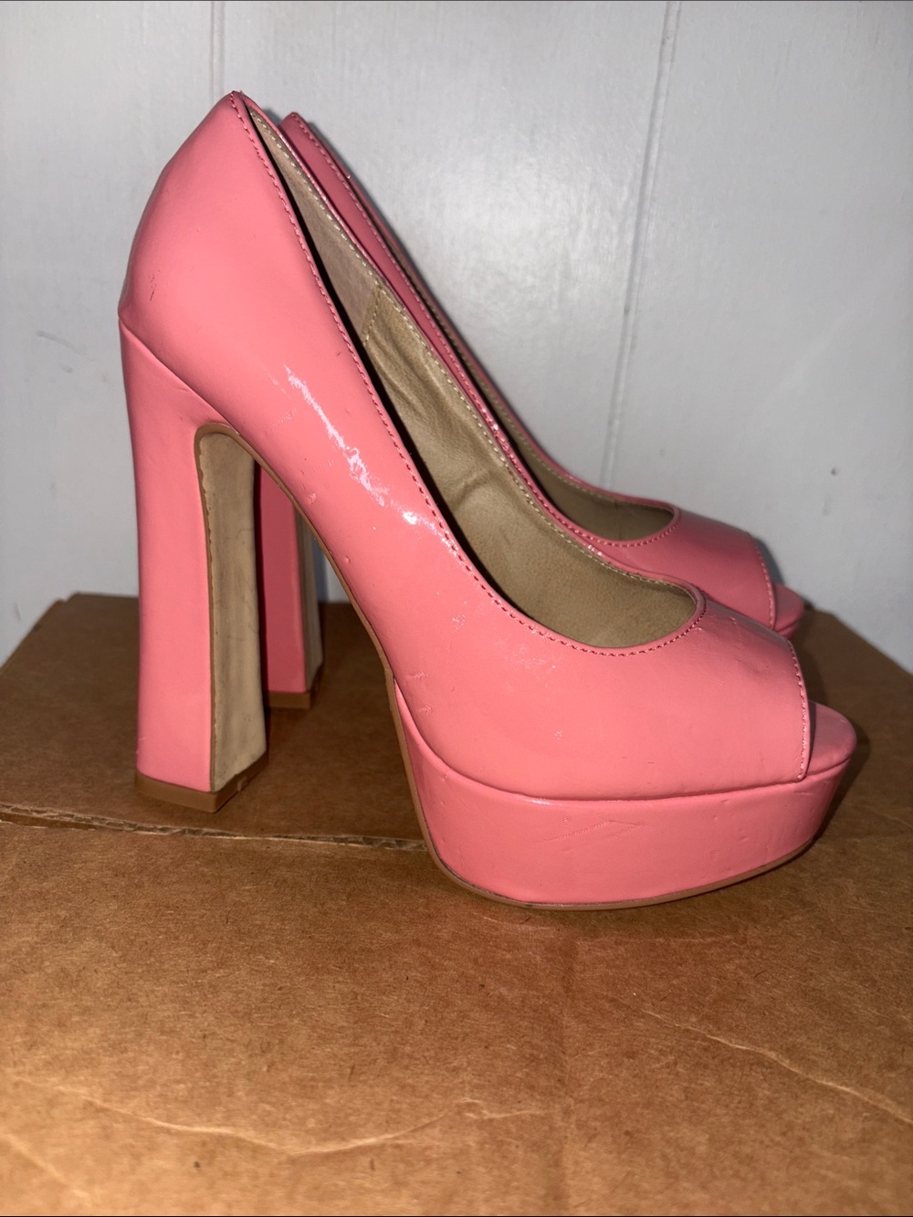 Steve Madden Pink Peep-Toe Platform High Heels size 9